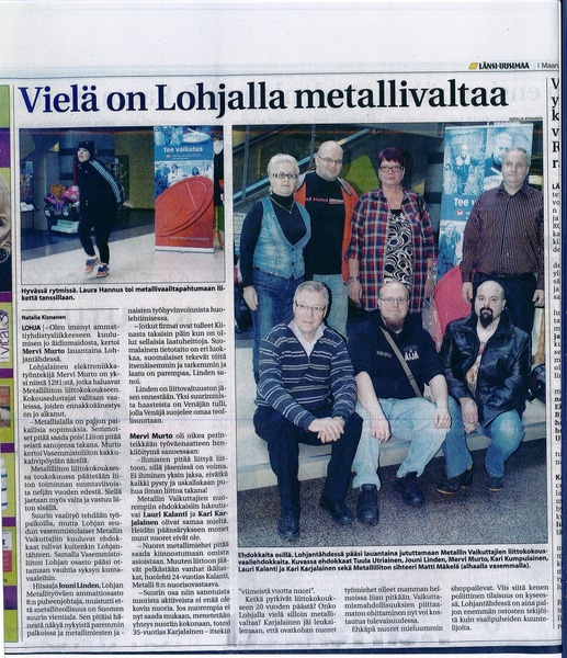 Länsi-Uusimaa lehti - Vielä on Lohjalla Metalli valtaa - Lohjan Metalli 8  Vaikuttajat